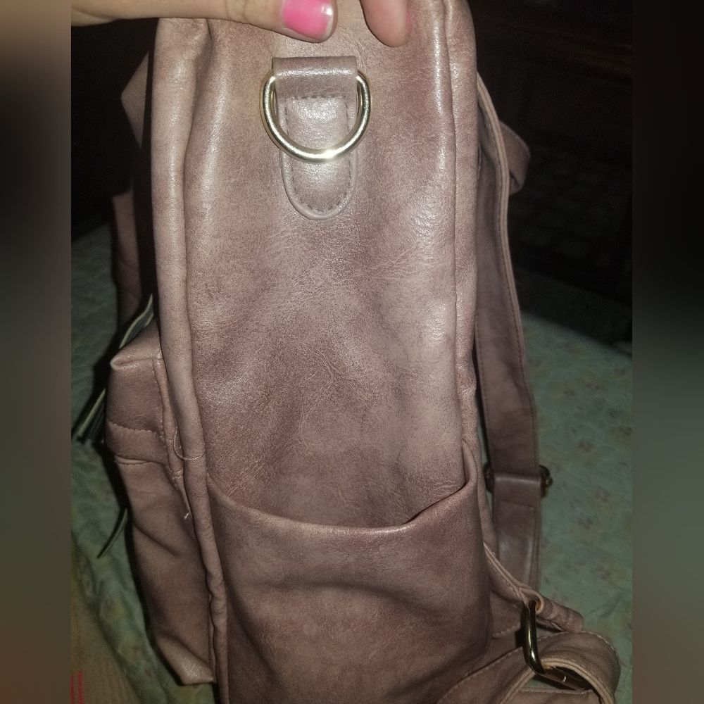 Leather Backpack Pale Pink Color - Picture 7 of 9